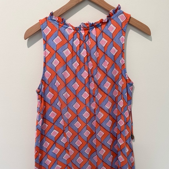 Oliphant Orange Pink Blue Diamond Sleeveless Ruffle Hem
Dress Size M - Picture 6 of 10